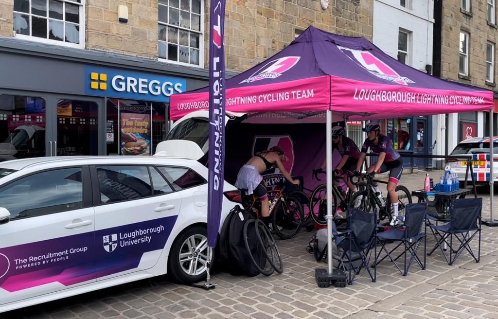 Loughborough Sport gazebo and warm up set up
